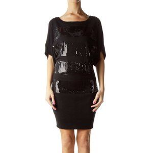 Laundry by Design | Black Sequined Striped Knit Dress (M)